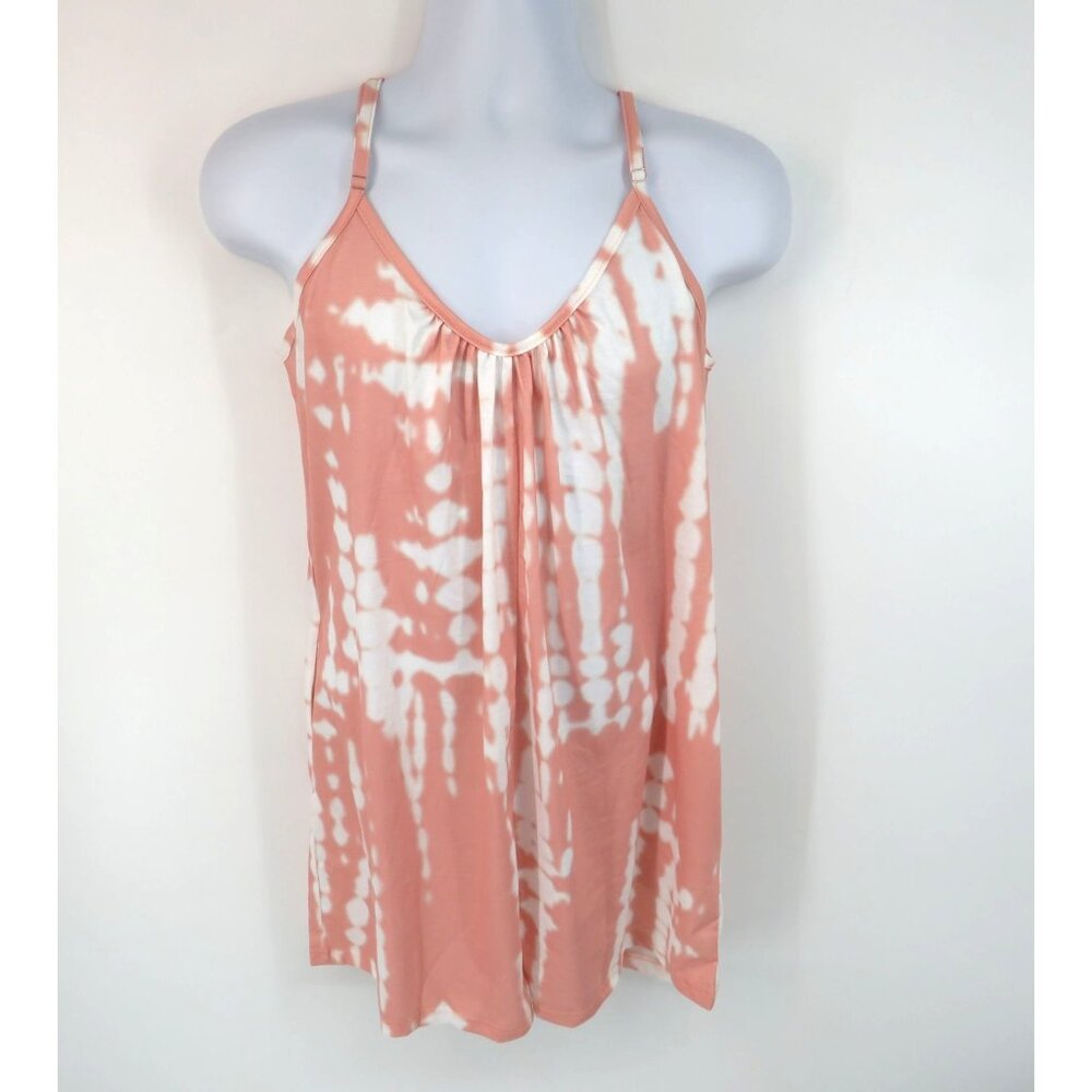 Tie-Dye Pink White Spaghetti Strap Sleeveless Top Romper Shorts XL NWOT
